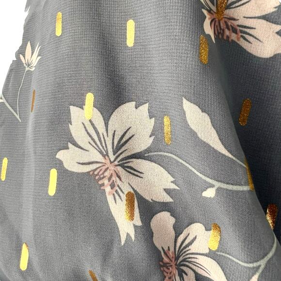 Fit & Flare Swiftie Dress Large Blue Gold Floral Lined Sleeveless Coquette Flirt - Picture 5 of 16